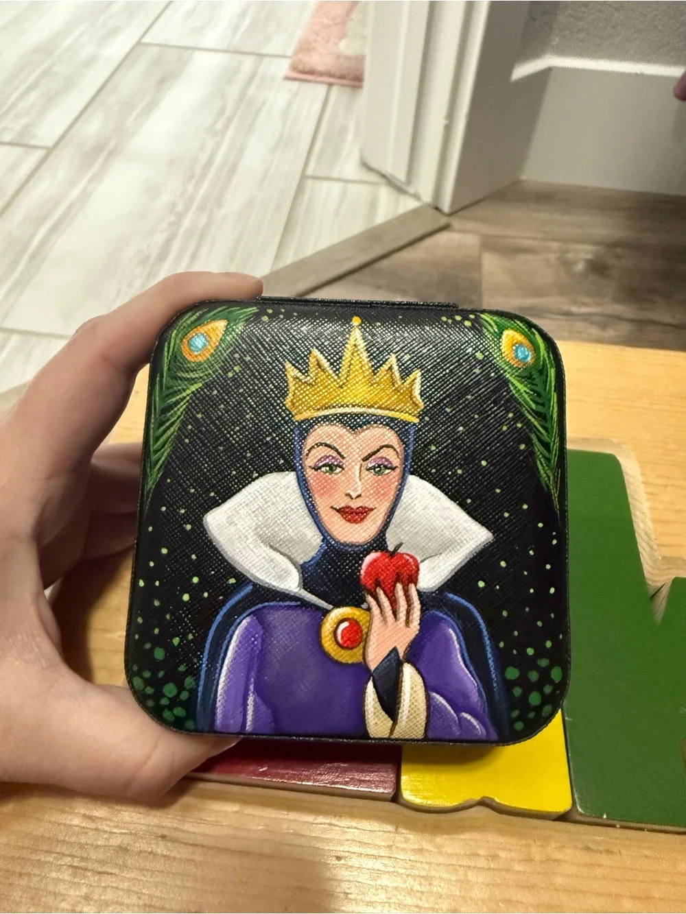 Hand-Painted Evil Queen Compact Jewelry Box - Black, Purple, Green